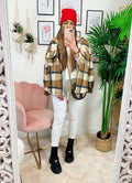 Giacca a quadri Marrone e beige
