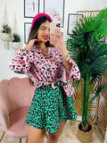 Camicia maculata con borsetta Rosa