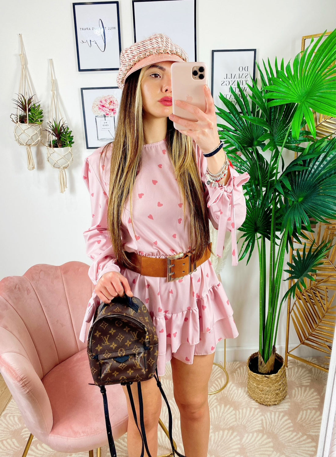 Tutina a Cuori con gonna a balze Rosa
