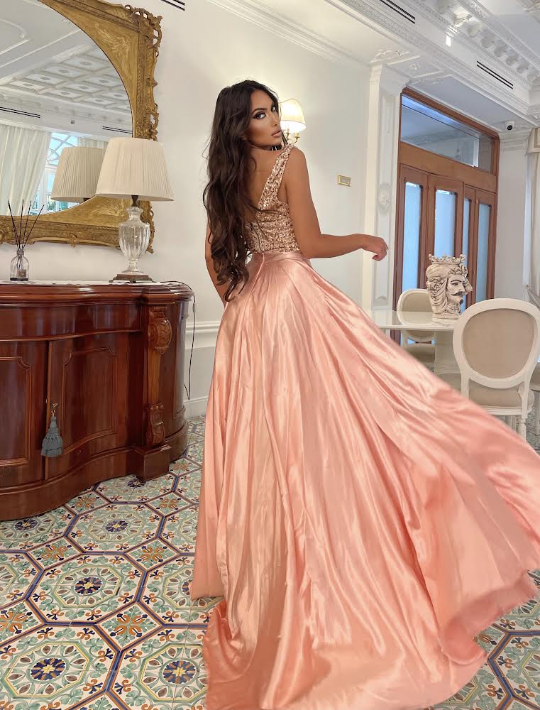 Top rosa gold con paillettes