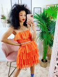 Abito in tulle a balze Venere Arancio