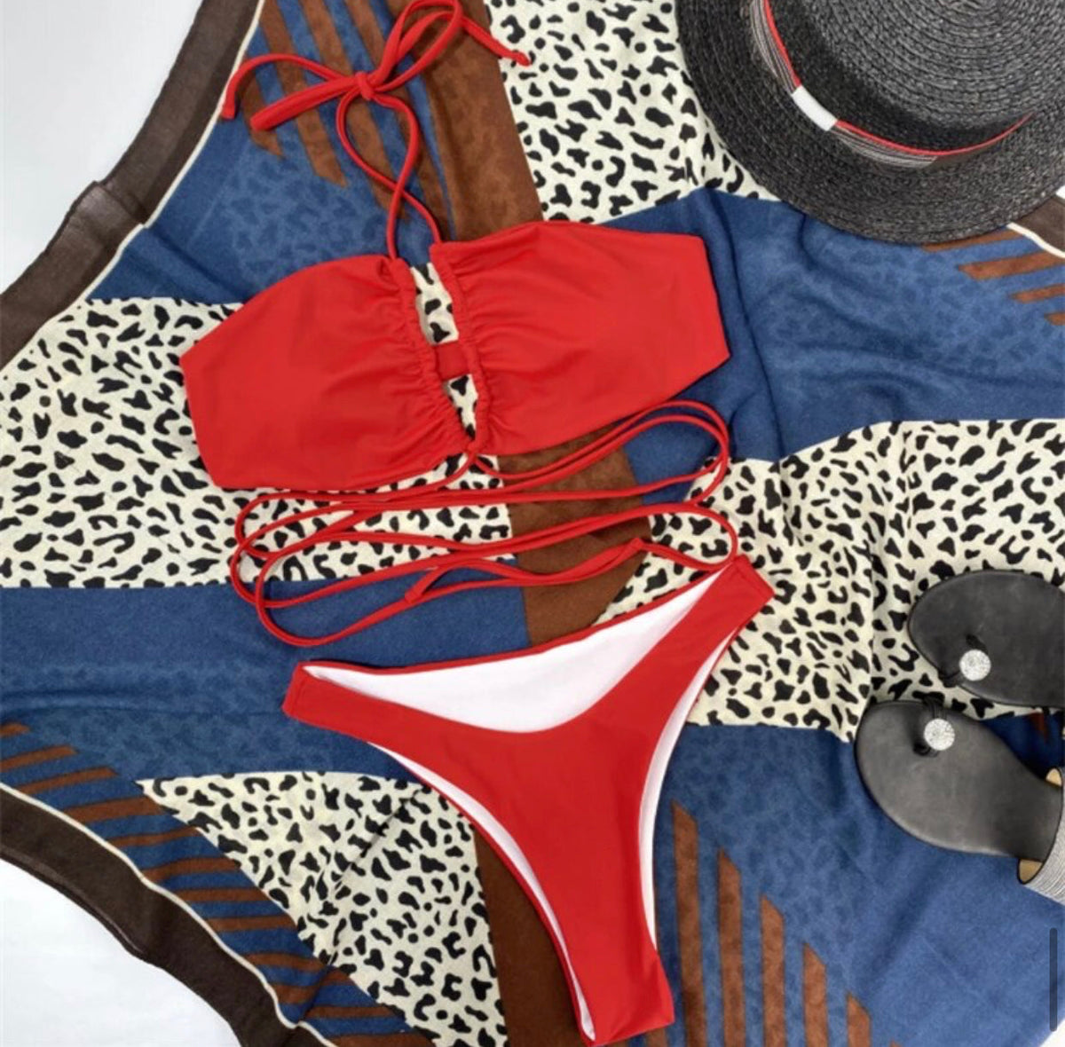 Bikini con incroci Rosso