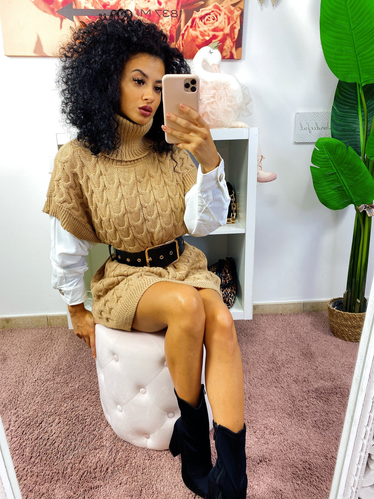 Abito in maglia Camel smanicato