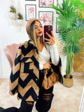 Giacca a quadri dettaglio beige zig zag