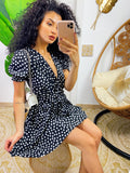 Abito a cuori nero con cintura