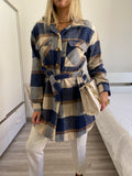 Giacca check nude e blu