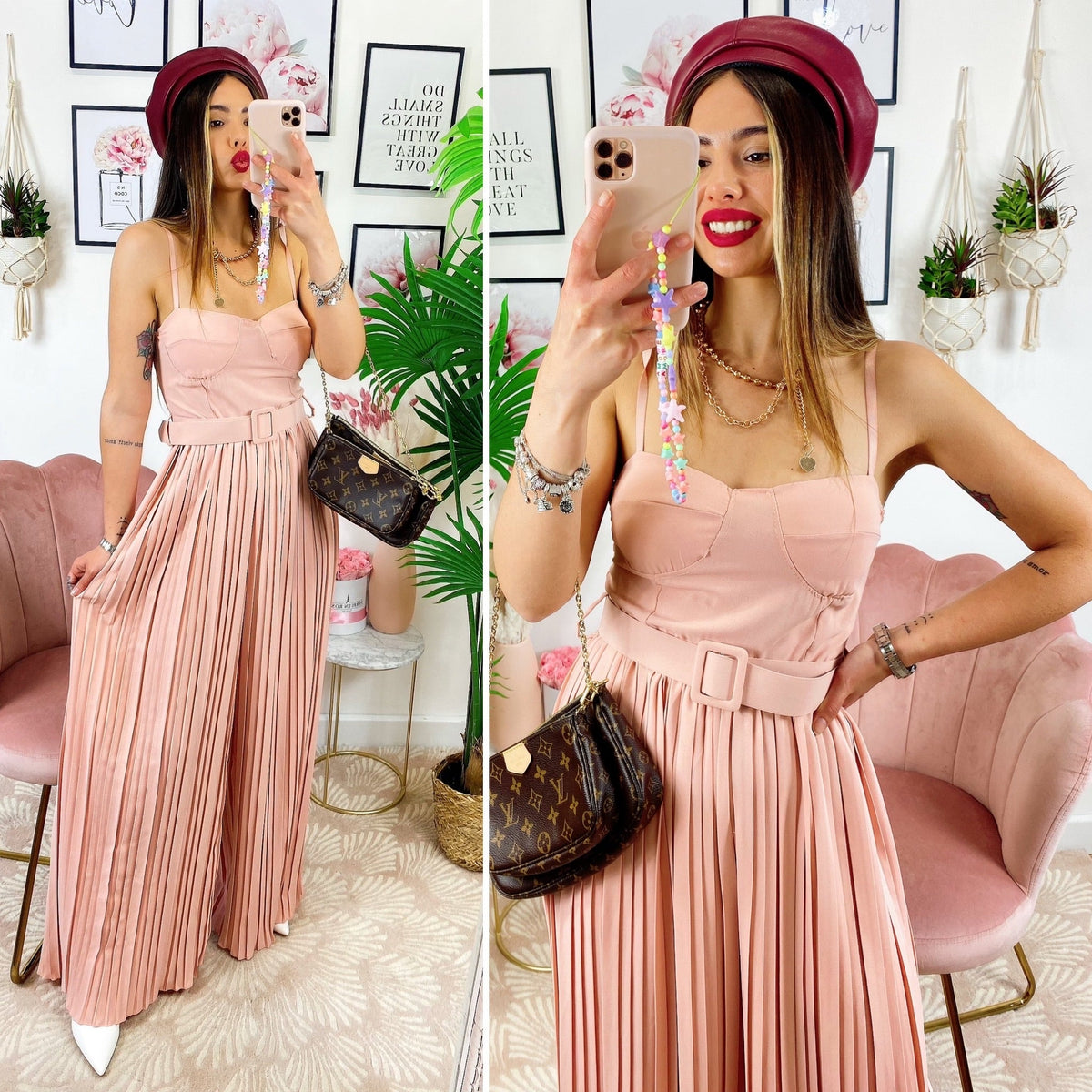 Tuta da evento con pantalone a pieghine