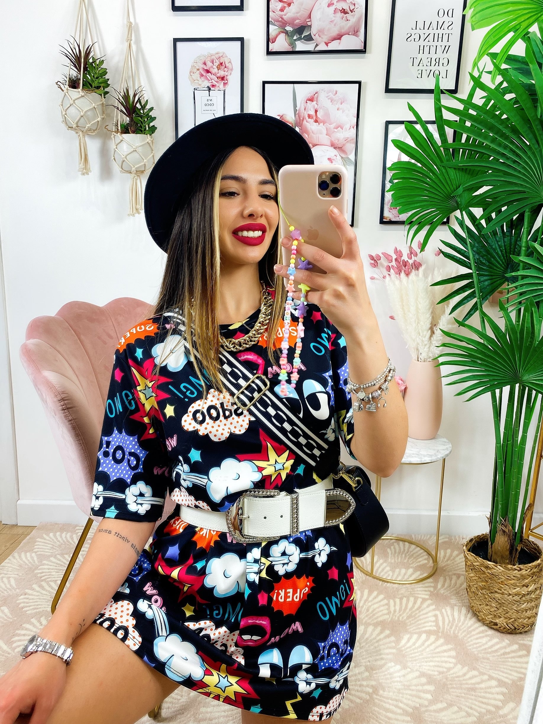 Maxi maglia cartoon Nera