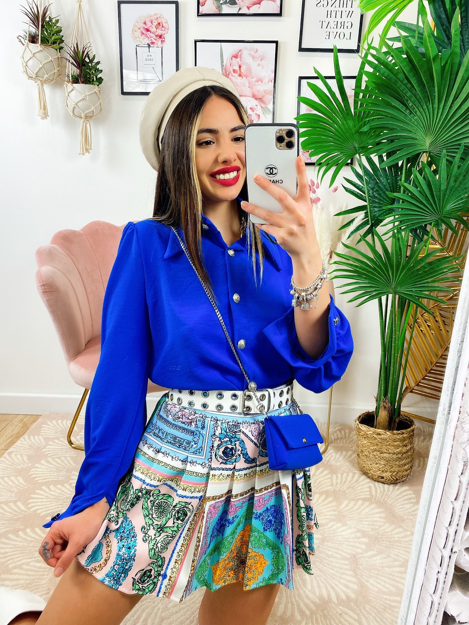Camicia con bottoni blu