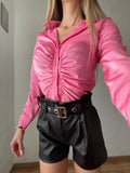 Camicia rosa barbie con arricciatura