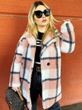 Cappotto Teddy rosa a quadri