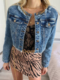 Giacca di jeans crop con catena