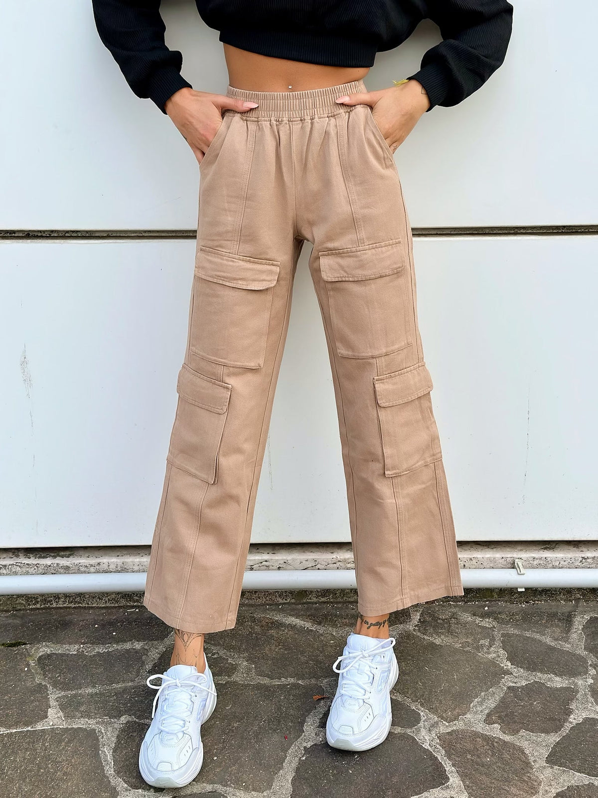 Jeans cargo Camel con tasche