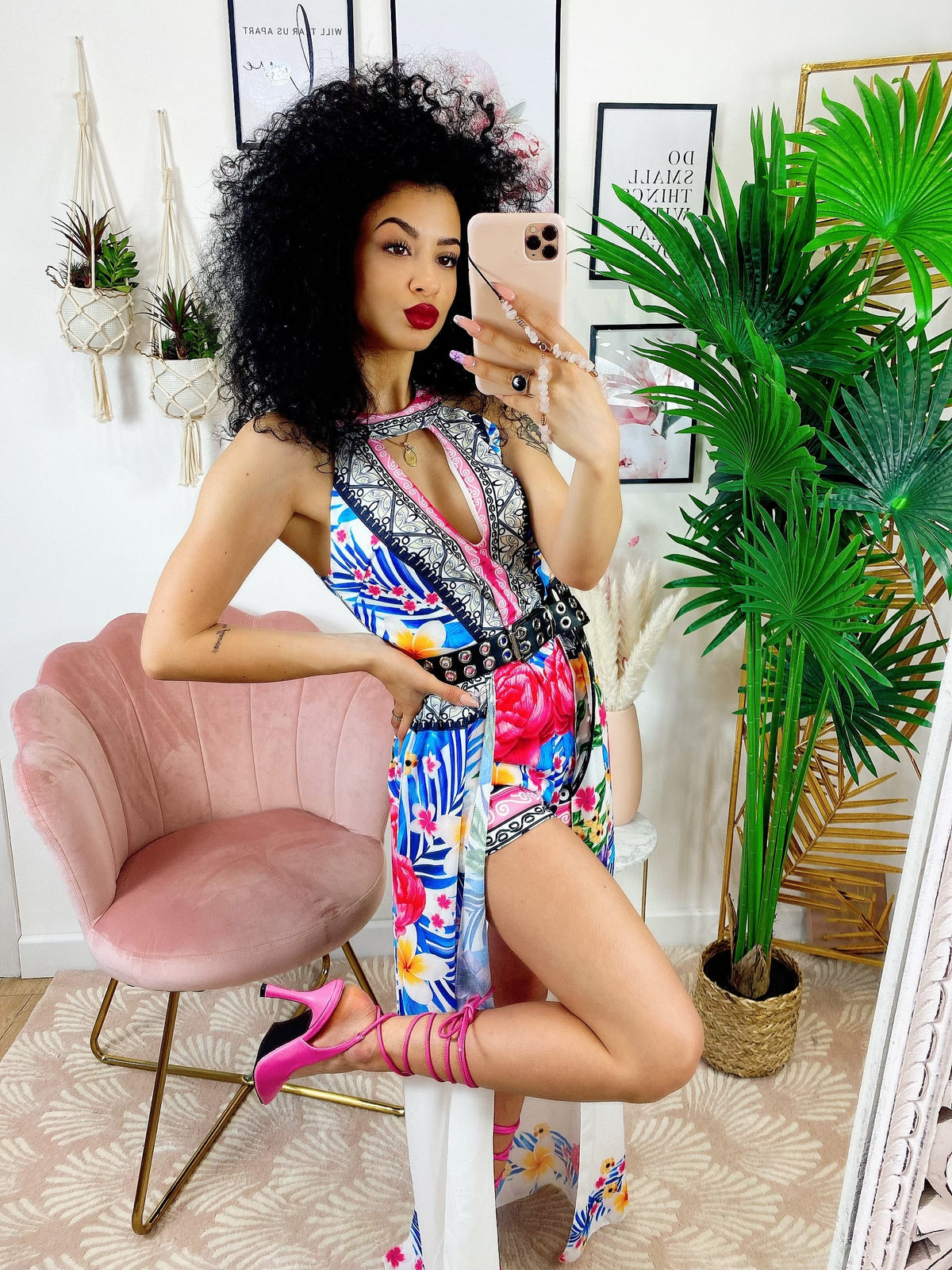 Tutina a fiori con maxi gonna