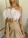 Top bianco in tulle