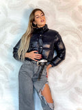 Piumino Crop nero