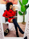 Abito in maglia collo alto rosso