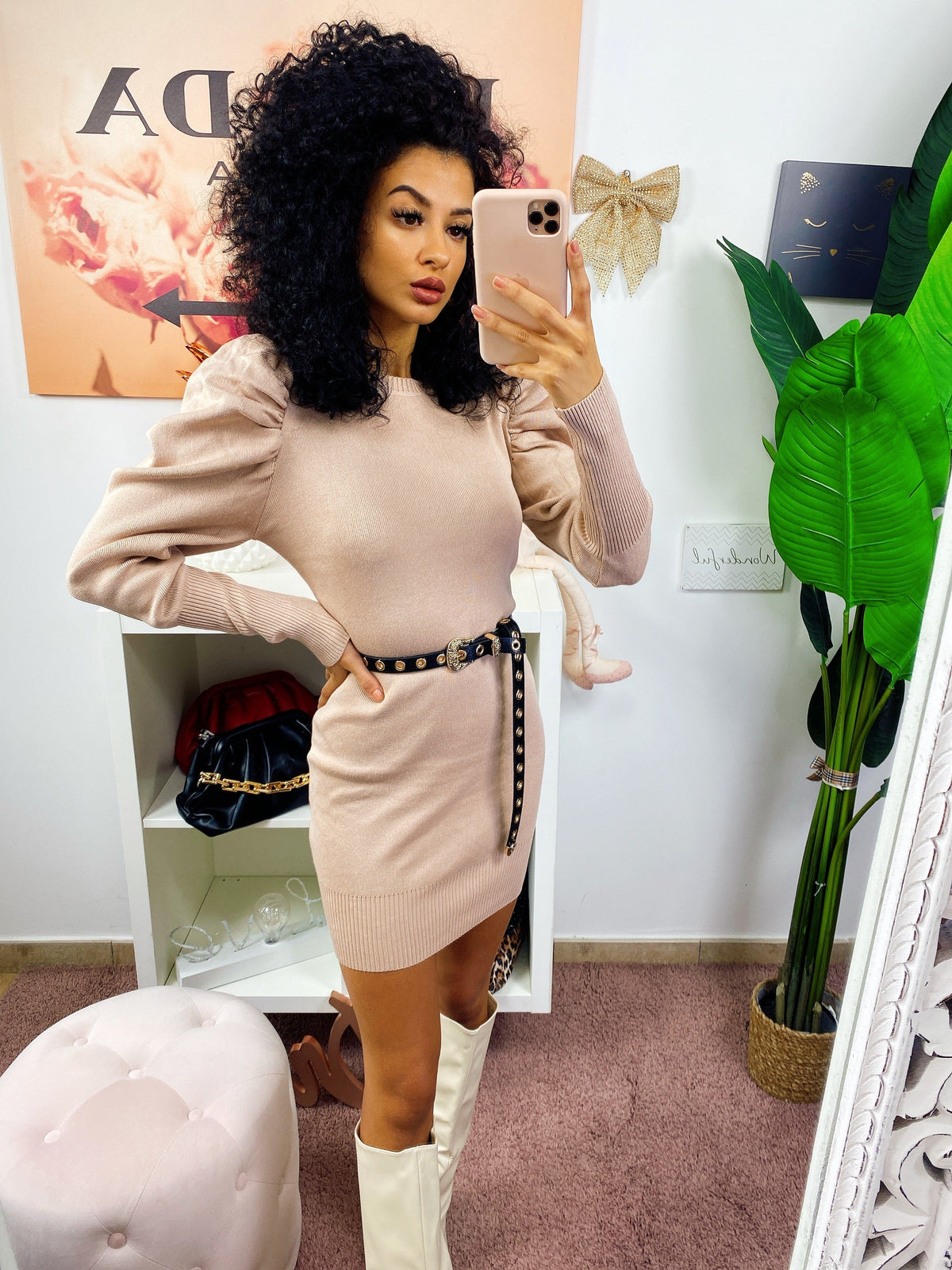 Abito in maglia Beige