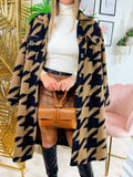 Giacca pied de poule Camel e nera