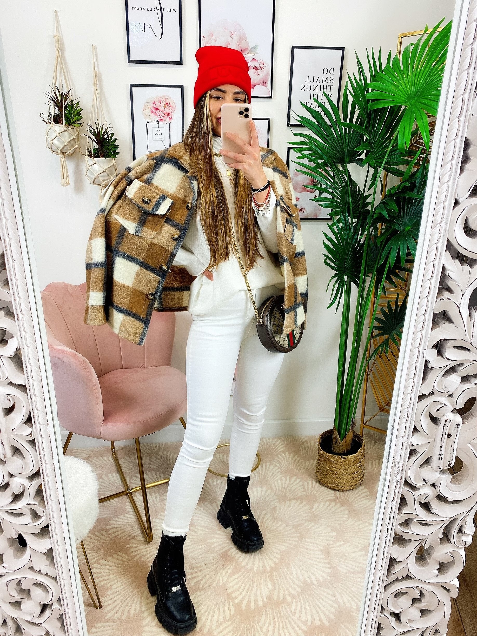 Giacca a quadri Marrone e beige