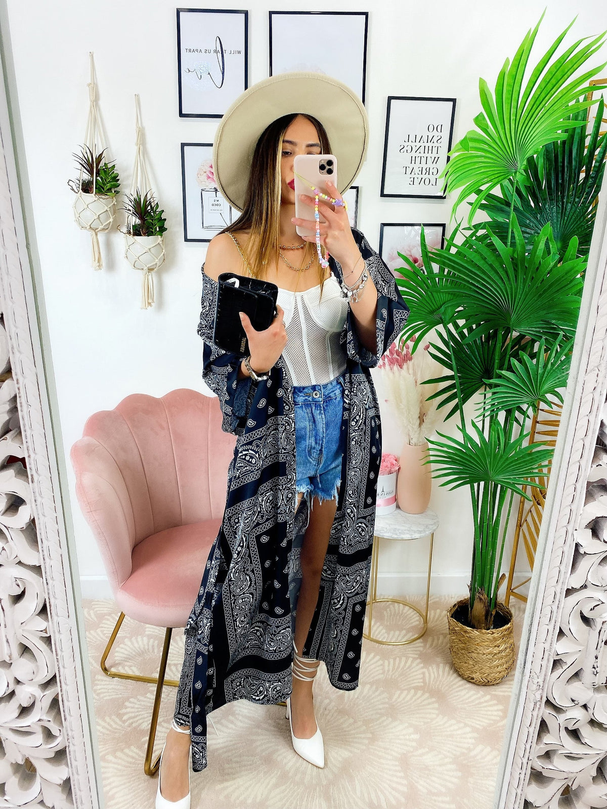 Kimono effetto bandana Nero