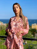 Completo short e camicia fiorata rosa