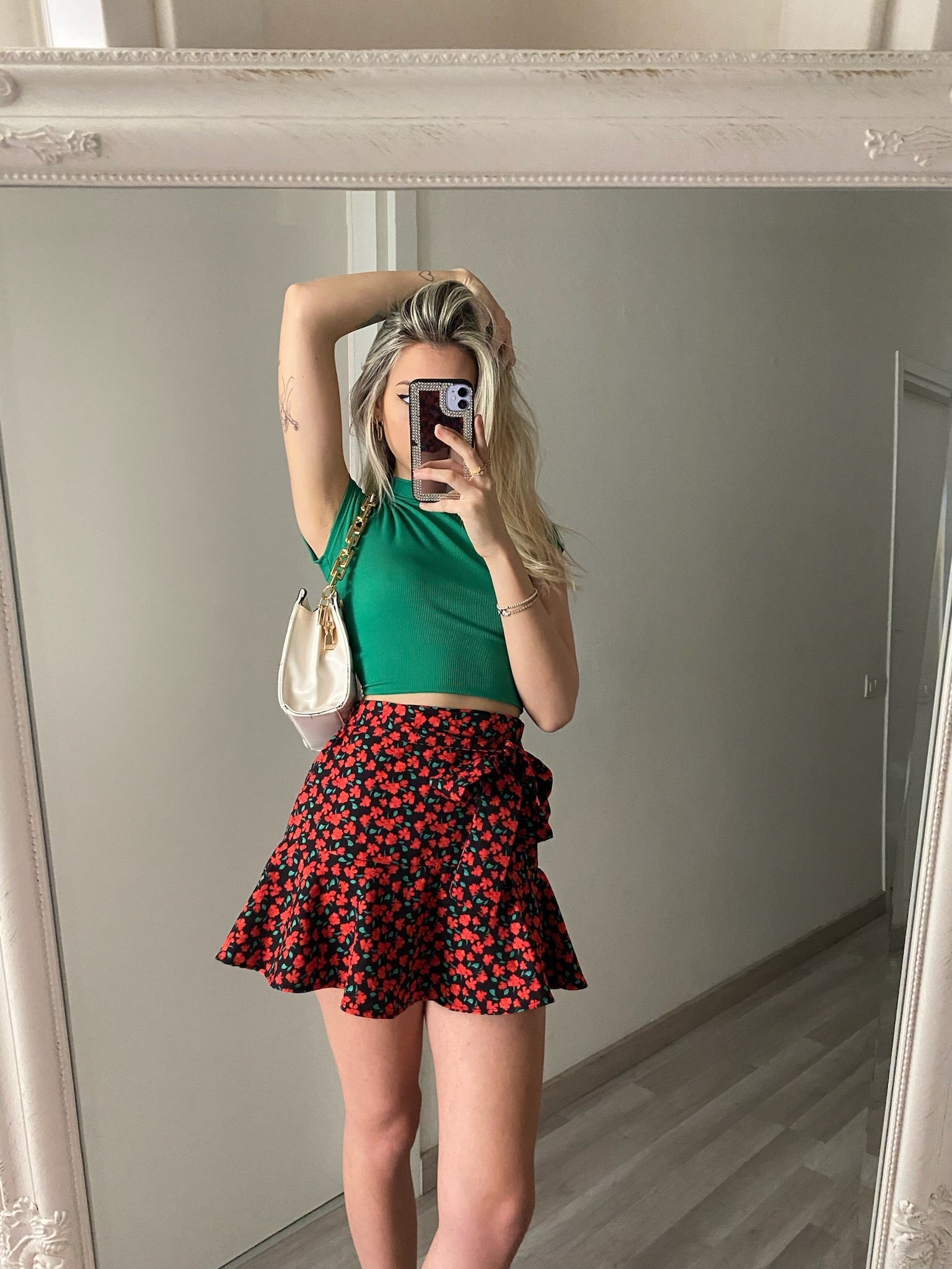 Top incrociato verde