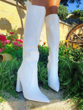 Stivale alto bianco effetto cassette