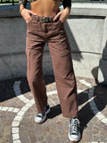 Pantalone cargo choco