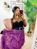 Body con retina di strass nero