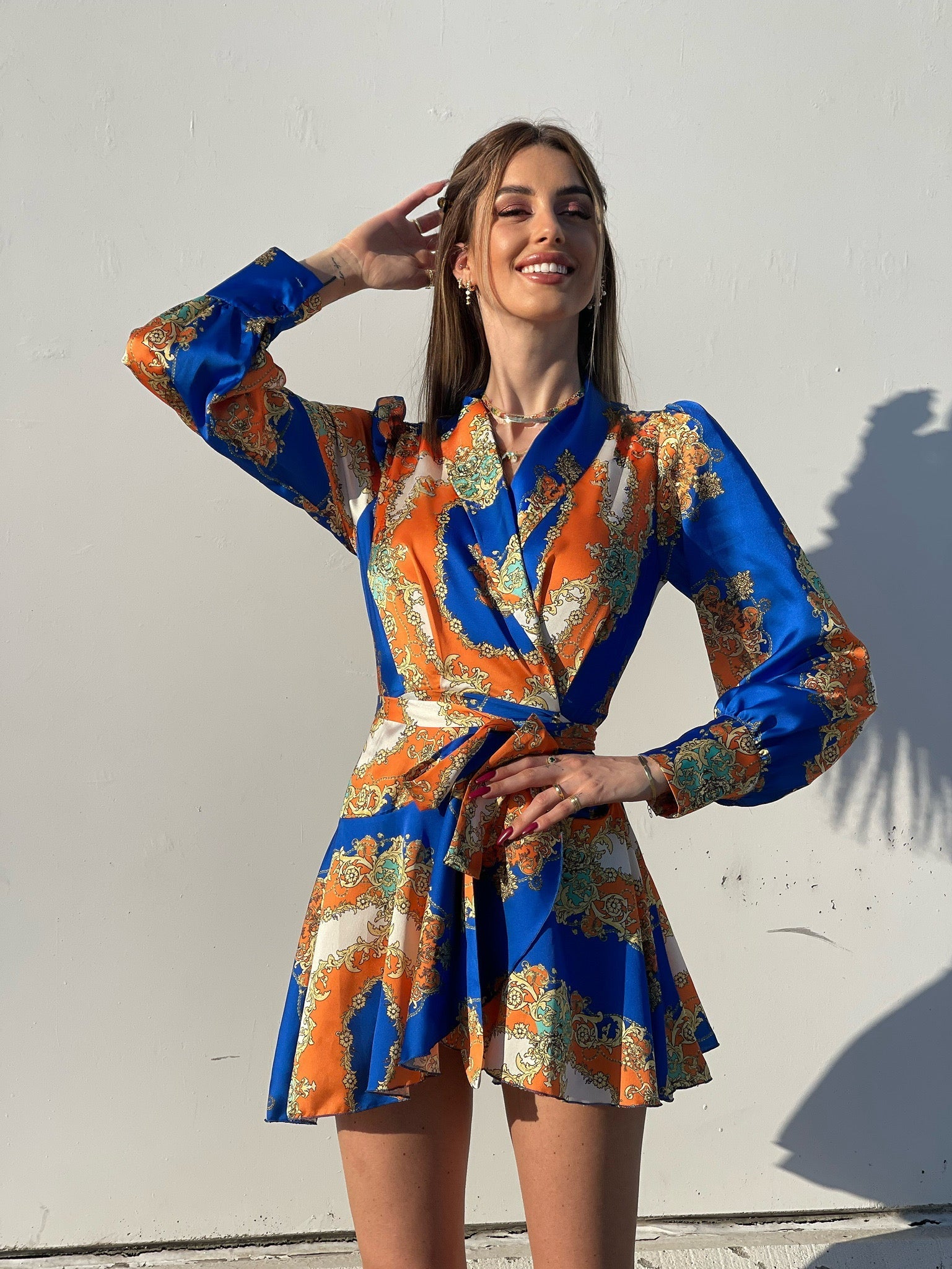 Abito etnico arancio blu