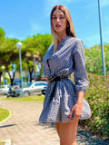 Maxi camicione a quadri nero