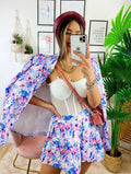 Completo Giacca e Short fiori celesti