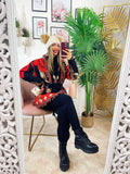 Cardigan con rose dettaglio Rosso