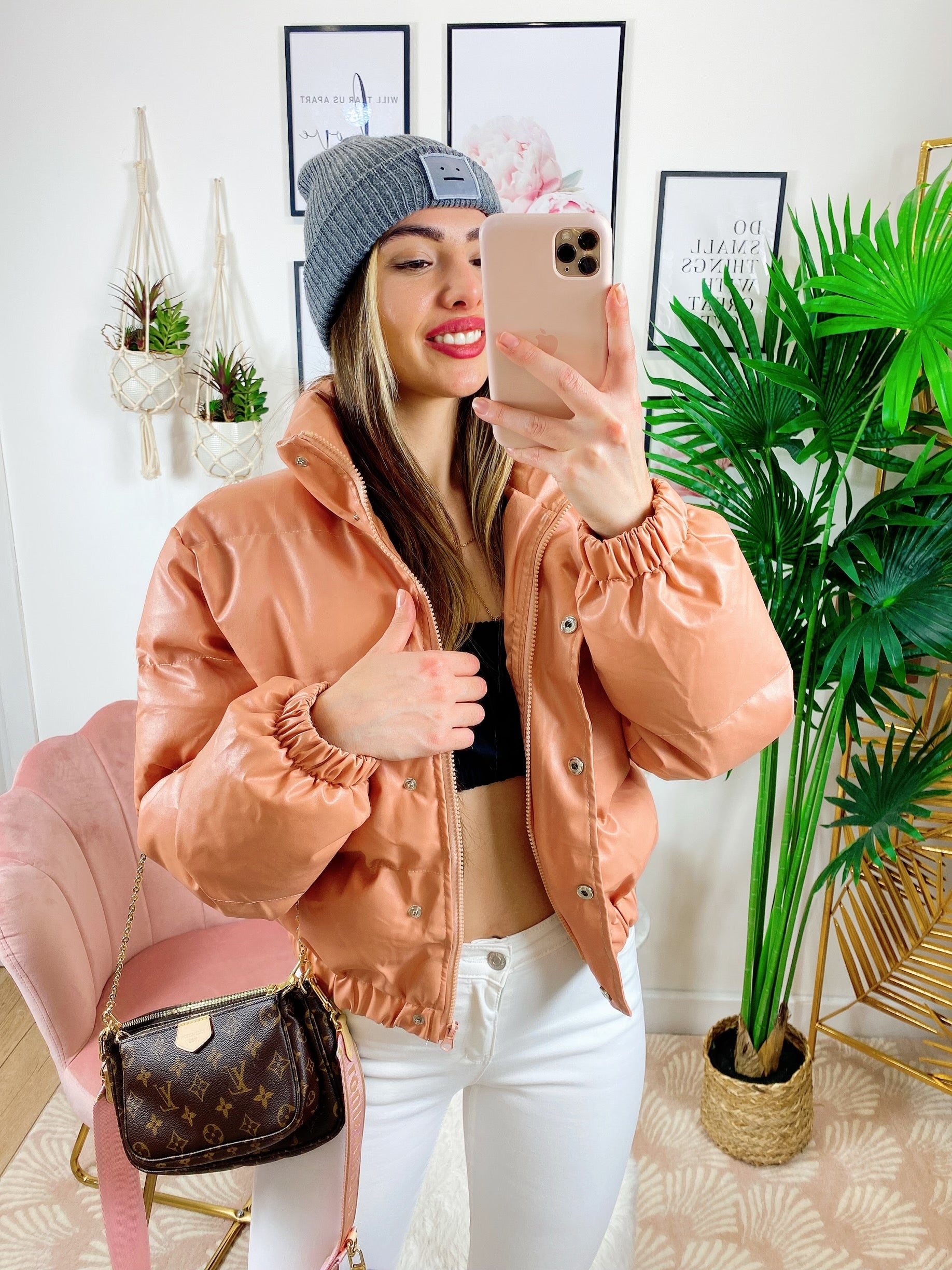 Bomber crop rosa