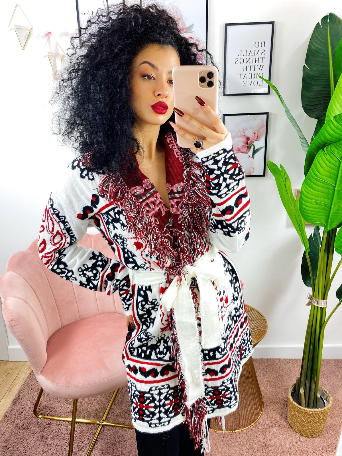 Cardigan Con dettagli rosso nero