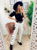 Jeans Bianco con cuori Neri