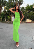 Abito lungo push up verde fluo