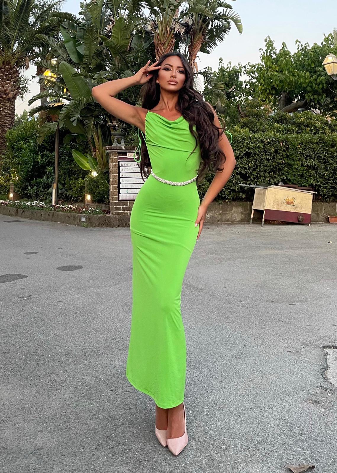 Abito lungo push up verde fluo