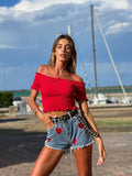 Short a caramella con cuori rossi