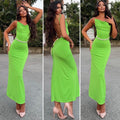 Abito lungo push up verde fluo
