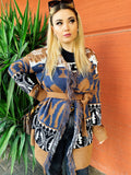 Cardigan Camel con frange e cinta