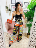 Pantalone a zampa stampa etnica Base Arancio