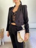 Completo giacca crop e pantalone nero