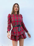 Abito scozzese con balze