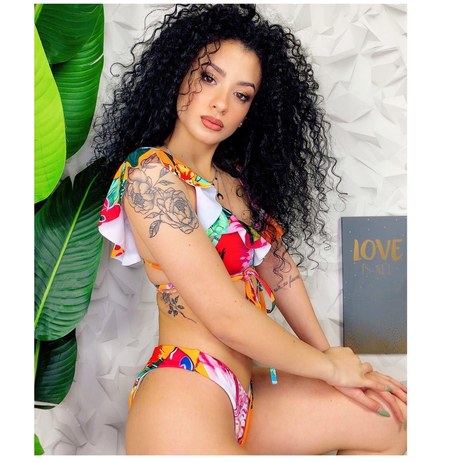 Bikini Formentera due pezzi floreale arancio