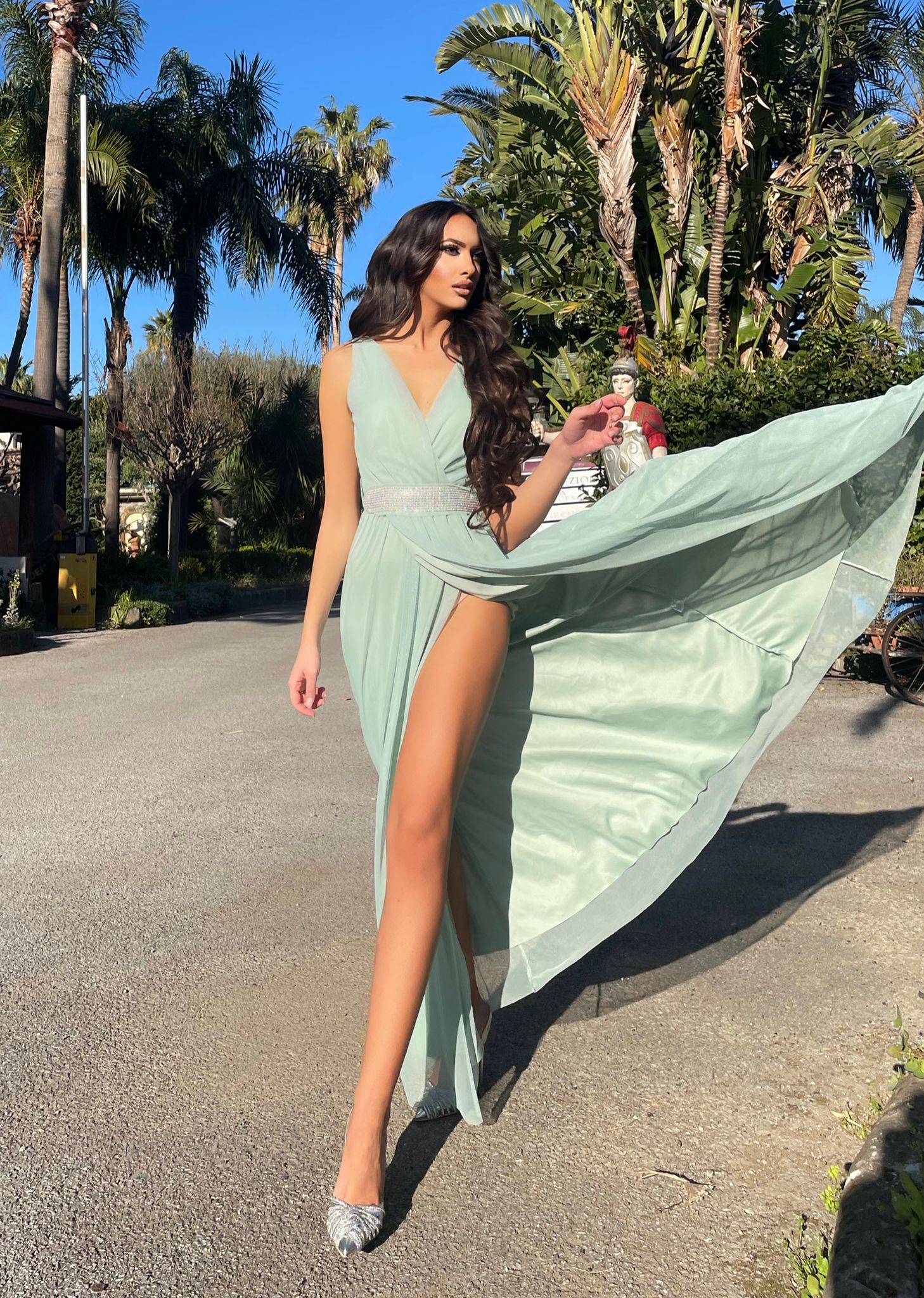 Abito in tulle verde pastello