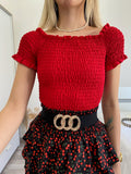 Top plissettano rosso