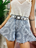 Short in jeans stampa catena