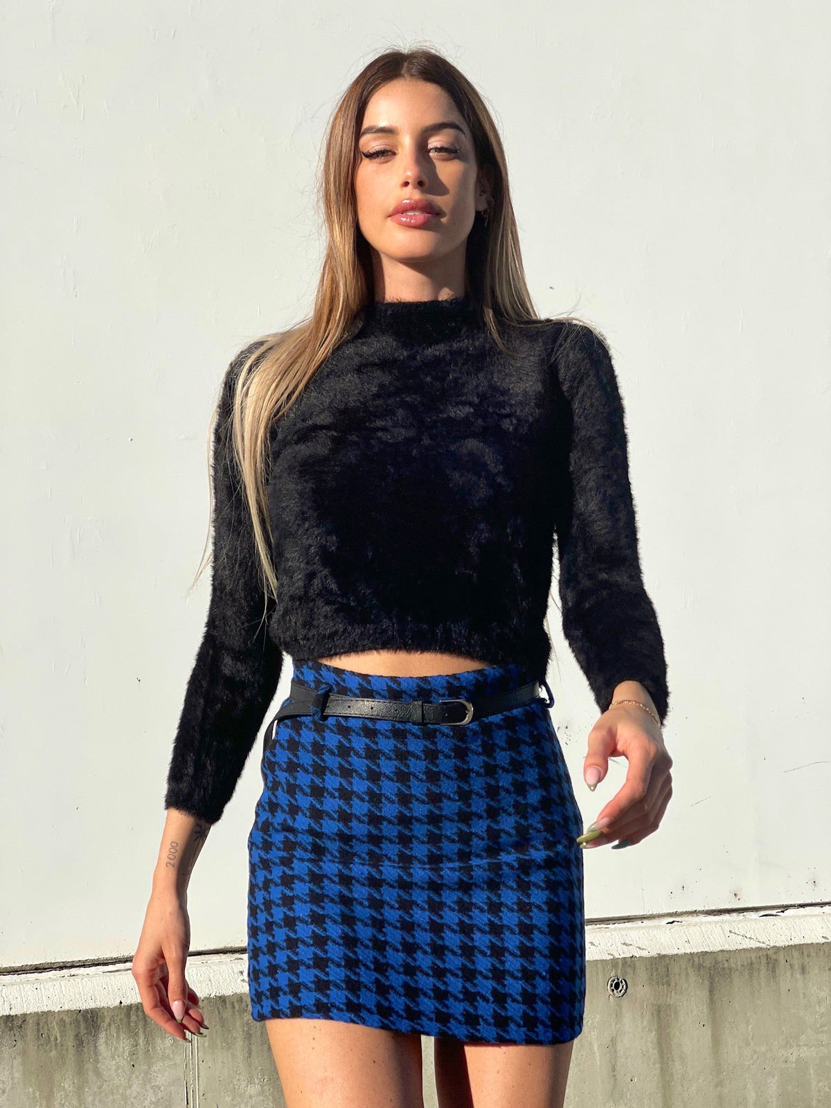 Gonna in tweed blue